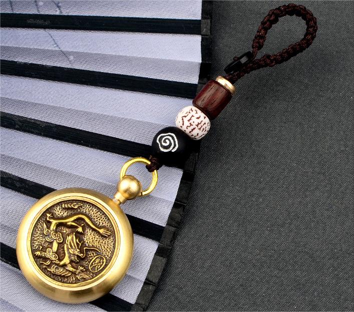 Pure Brass Thousand-Hand Avalokitesvara Revolving Keychain Pendant for Wealth and Treasures