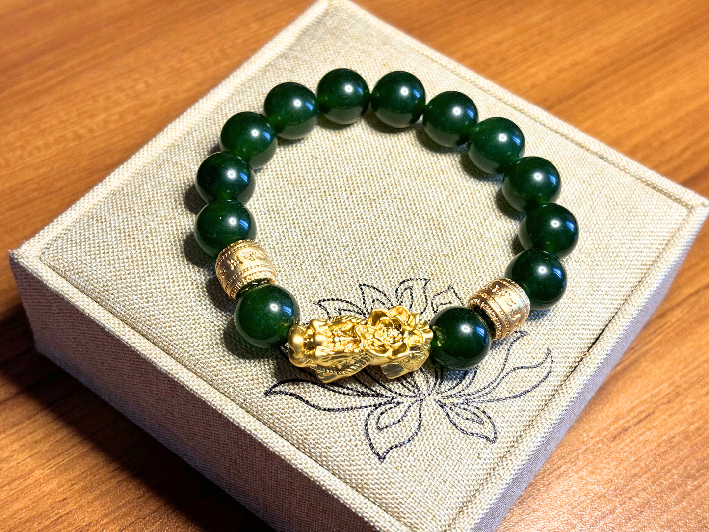 Gold Pixiu Chrysoprase Bracelet - the patron saint of wealth and good luck