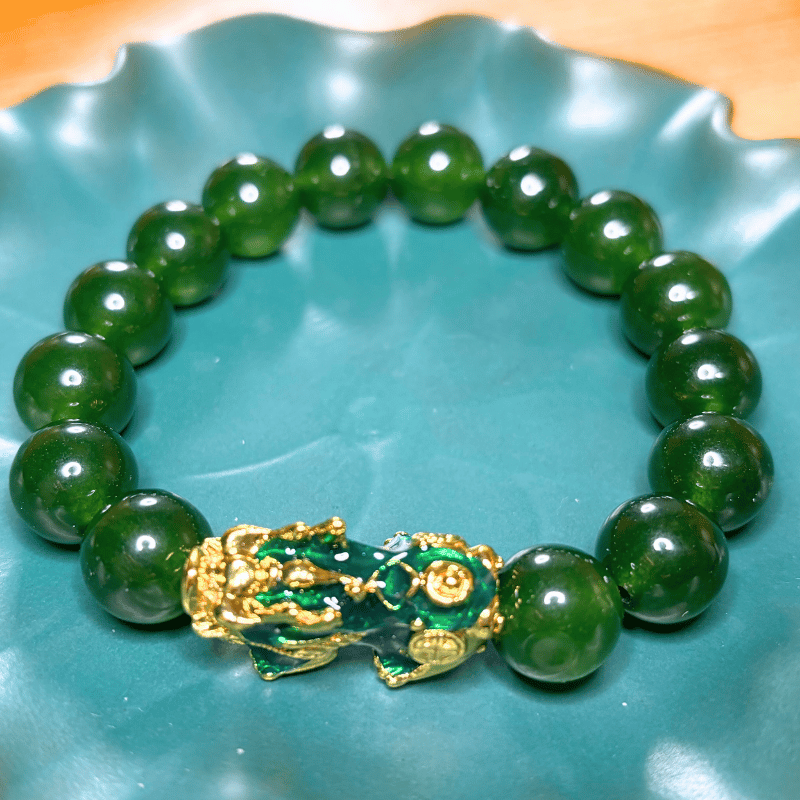 Gold Pixiu Chrysoprase Bracelet - the patron saint of wealth and good luck