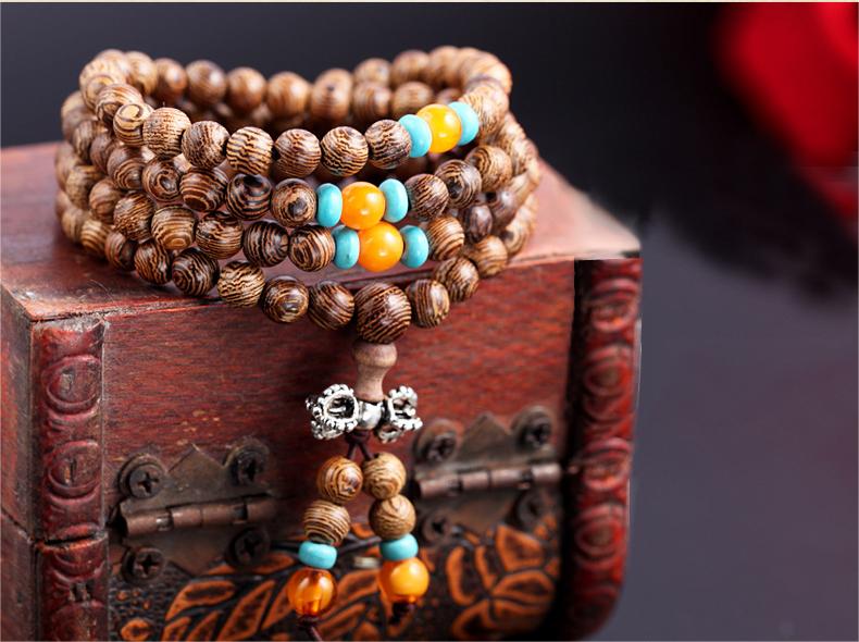 (FREE) Natural African Wenge 108-Beads Buddhist Prayer Bead Bracelet