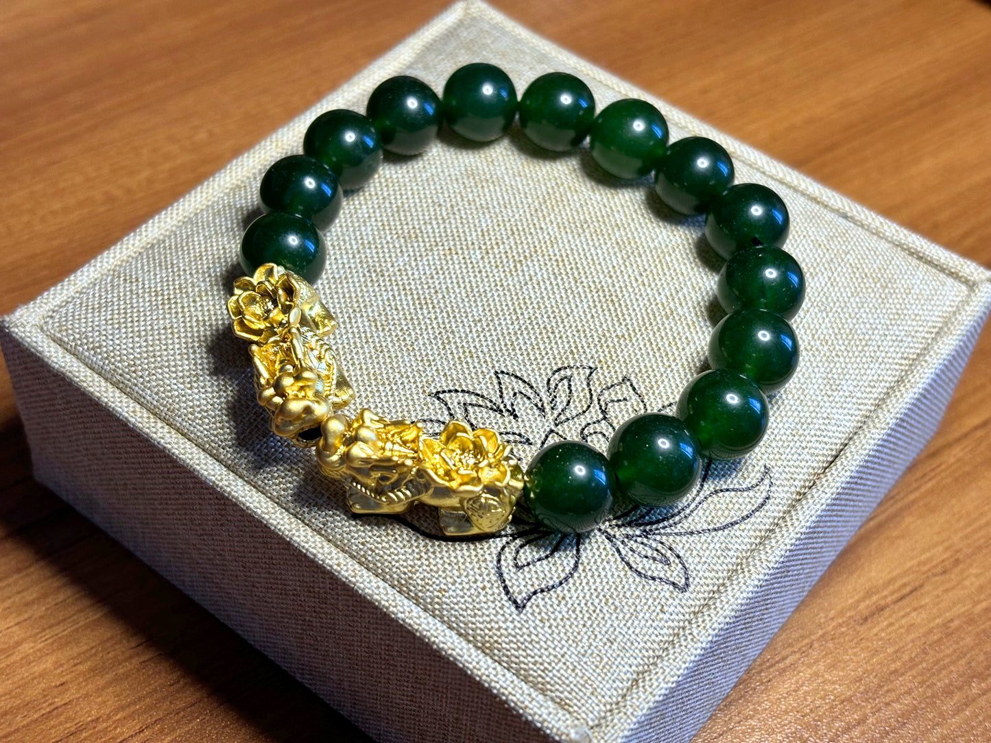 Gold Pixiu Chrysoprase Bracelet - the patron saint of wealth and good luck