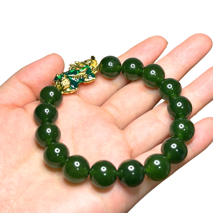Gold Pixiu Chrysoprase Bracelet - the patron saint of wealth and good luck
