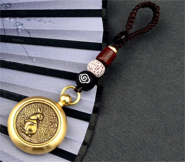Pure Brass Thousand-Hand Avalokitesvara Revolving Keychain Pendant for Wealth and Treasures
