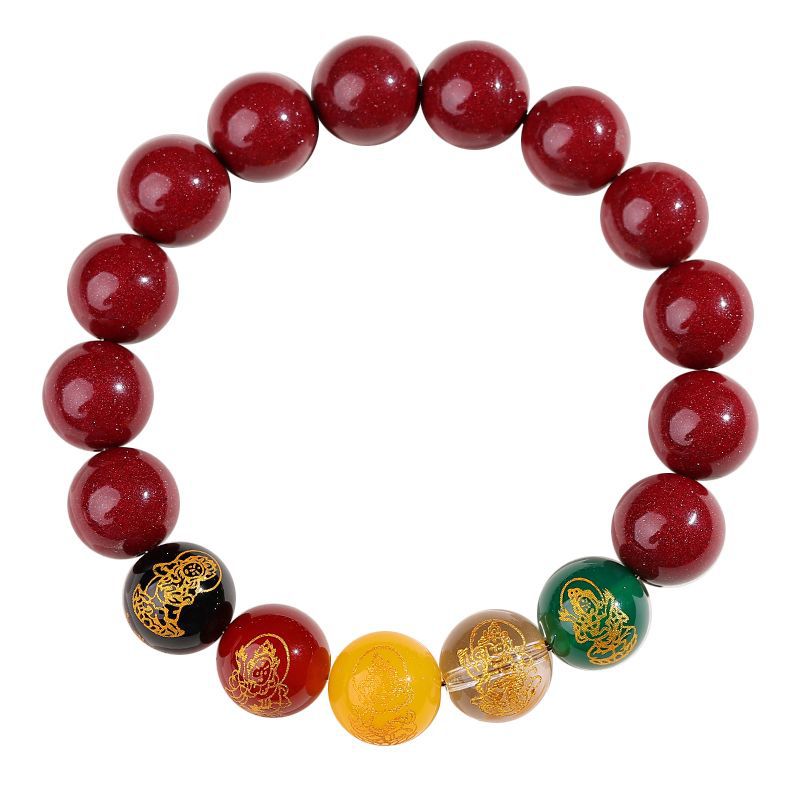 Cinnabar Five Deity Wealth Bracelet