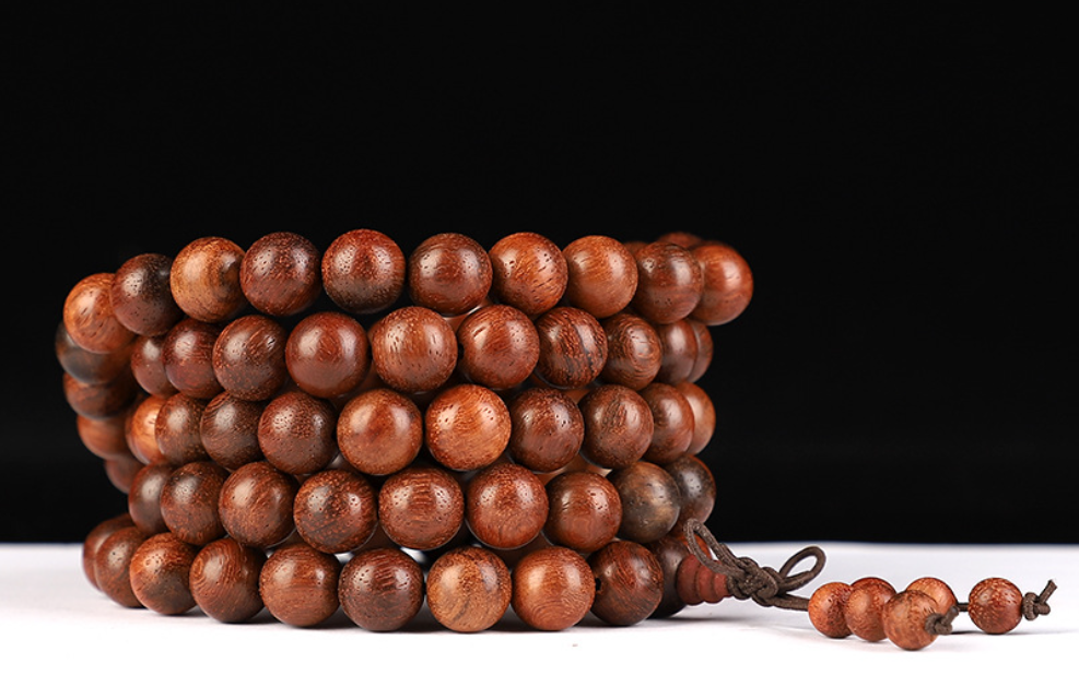 (FREE)The Myanmar Yellow Rosewood 108-Beads Buddhist Prayer Bead Bracelet