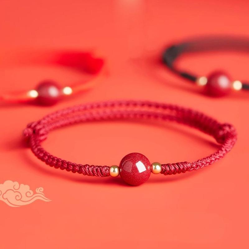 The zodiac year cinnabar lucky beads red braided bracelet - good luck and fortune, good luck