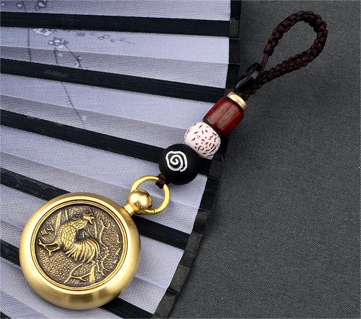 Pure Brass Thousand-Hand Avalokitesvara Revolving Keychain Pendant for Wealth and Treasures