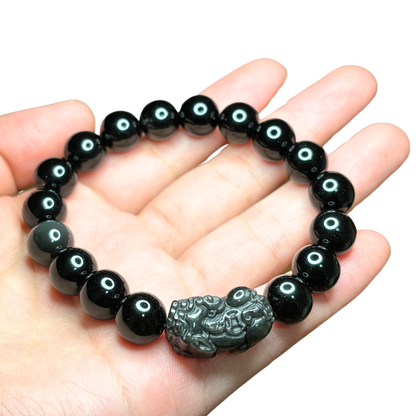 Black Onyx Black Pi Yao Bracelet Meaning Natural Obsidian Pixiu
